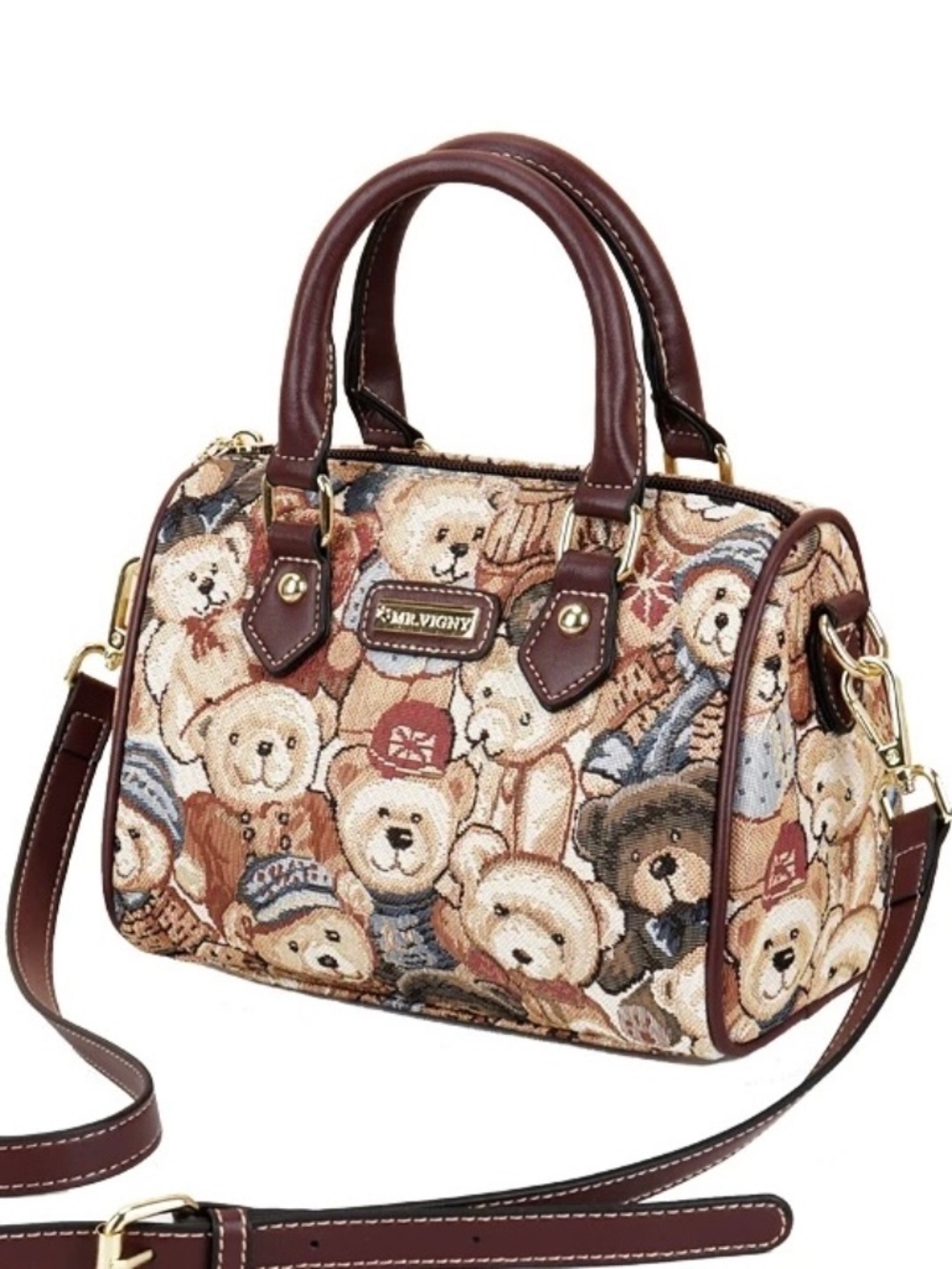 SANDY VOGUE Teddy Bear Tapestry Handbag Shoulder Bag NWT+ Shopper⭐️🌌